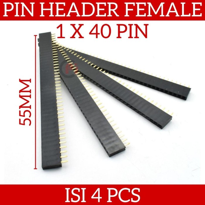 Isi 4 Pcs Pin Header Female 40 Pin Single Row 1x40 Pin Lurus 2.54mm