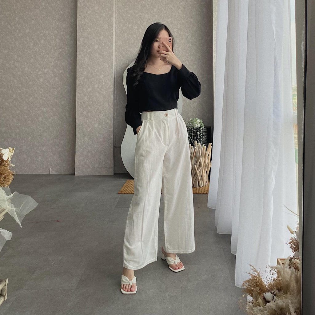 BASIC PANTS LINEN/CELANA KULOT HIGHTWAIST/CELANA KULOT LINEN PREMIUM/CELANA WANITA/CELANA
