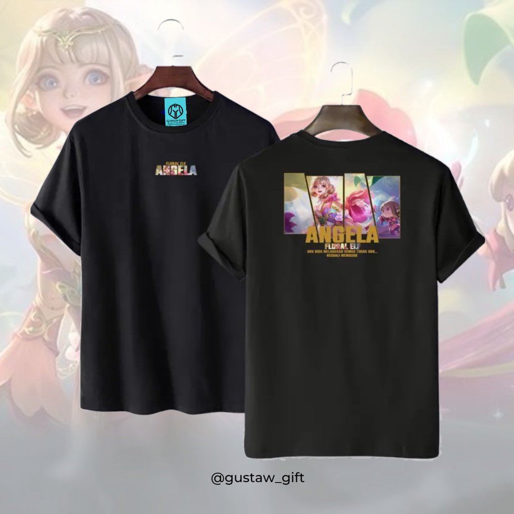 GG T-Shirt ANGELA skin Floral Elf Mobile Legends Kaos Custom Katun Slim-fitting