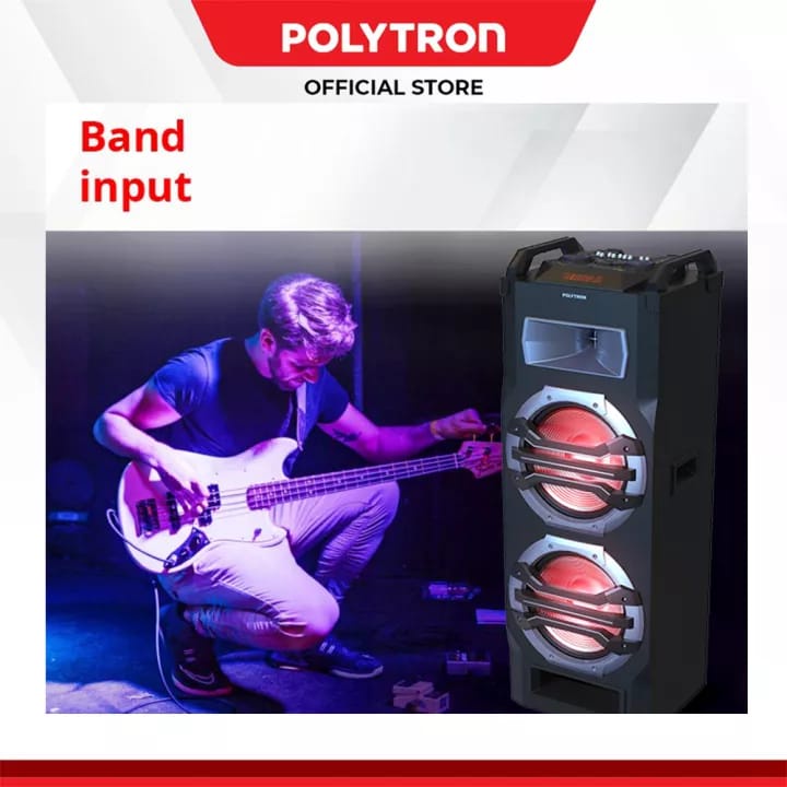 Polytron Speaker Portable Free 2 Mic Wireless PTS 12KF25 PTS12KF25 Trolley