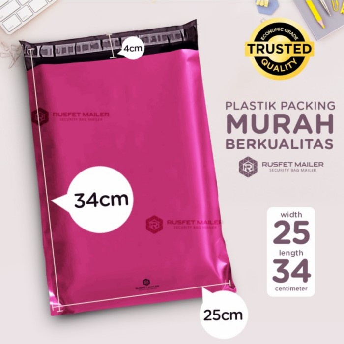 

Gaya Plastik Polymailer Polimailer Amplop Packing Online Pink Murah 25X35 Hemat