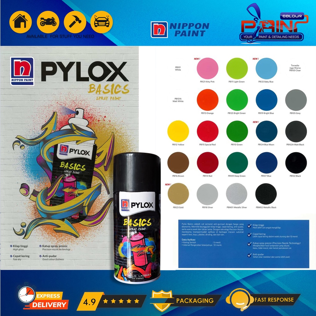 Cat Semprot Nippon Paint PYLOX BASICS 300cc - PB123 Gold