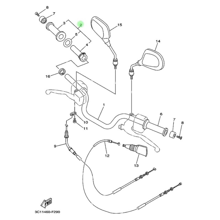 HAND GRIP HANDGRIP KANAN VIXION OLD ASLI ORI YAMAHA 3C1 F6240 00