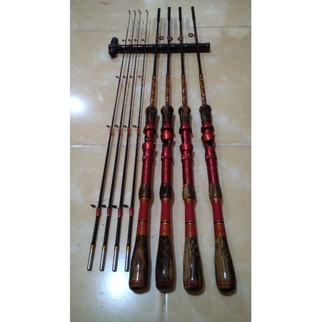 pancing ikan model spinning fiber 170 cm dengan gagang nibung