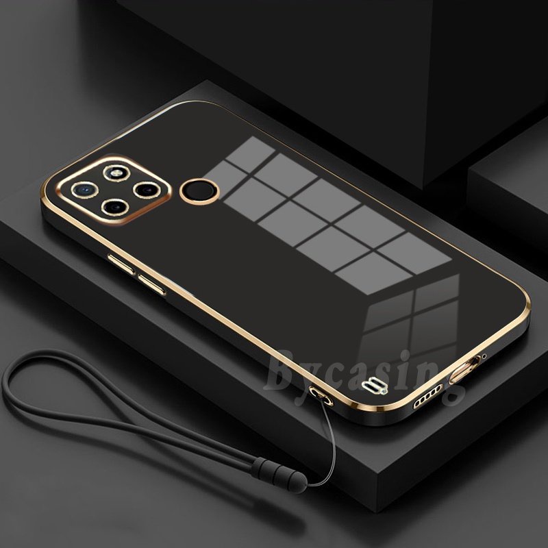 Soft Case Bahan Karet 6D Dengan Strap Untuk Realme 9i Realme 9 4G 7i C17 C31 C21 Realme8 5G 8 Pro Realme Narzo 50i 50A