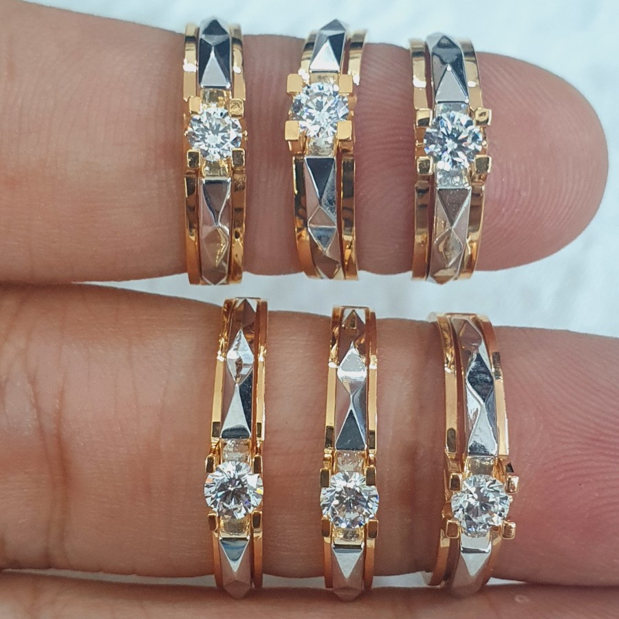 cincin kawin tunangan couple emas 70% 700 70 % variasi 16k