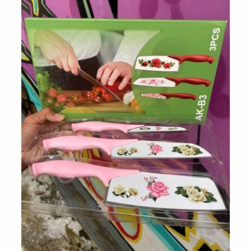 DM - Pisau Set 3 pcs Warna / Motif Bunga