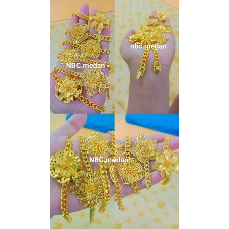 Gelang lapis kristal replika emas 24k model kendari