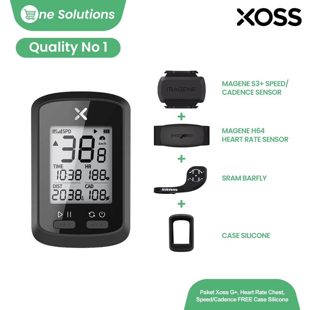 Jual Paket Pro Xoss G+ dan Magene Heart Rate & Speed/Cadence Sensor