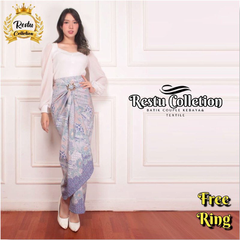 { COD } Rok Lilit Warp Skirt Serut Songket Jumputan Batik Panjang Wanita Bawahan Kebaya Kondangan Nikahan Wisuda Modern Tunangan Cewek Bahan Sutra HQ Premium All Size By Restu Colletion Motif Clasik Salem Bestseller