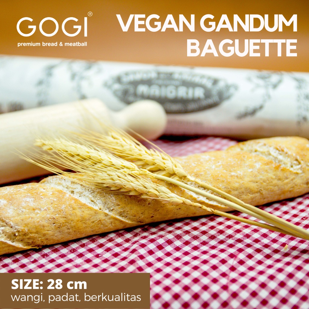 

Isi 4 Pcs Roti French Baguette Vegan Gandum 28cm/ Whole Wheat Vegan Baguette Wholemeal