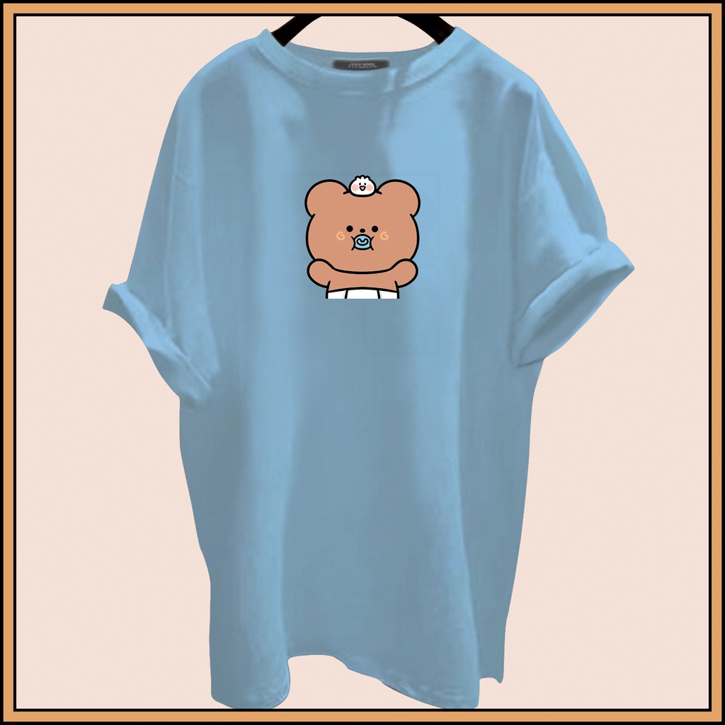 CALVIERO SHOP - BAJU KAOS ATASAN WANITA PRINT BEAR BABY LOGO GALAXY PRINT