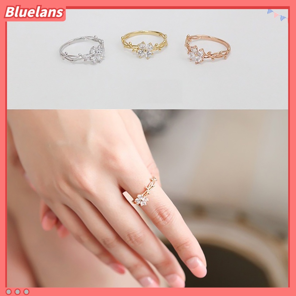 Bluelans Ring Rhinestone Inlaid Creative Alloy Exquisite Twining Vine Finger Band for Women