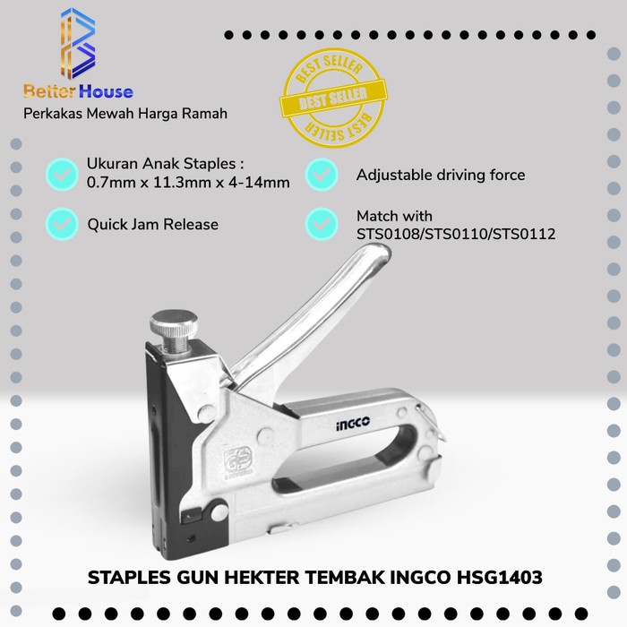 Staples Gun (4-13Mm) Staples Tembak Hektar Tembak Hekter Ingco Hsg1403