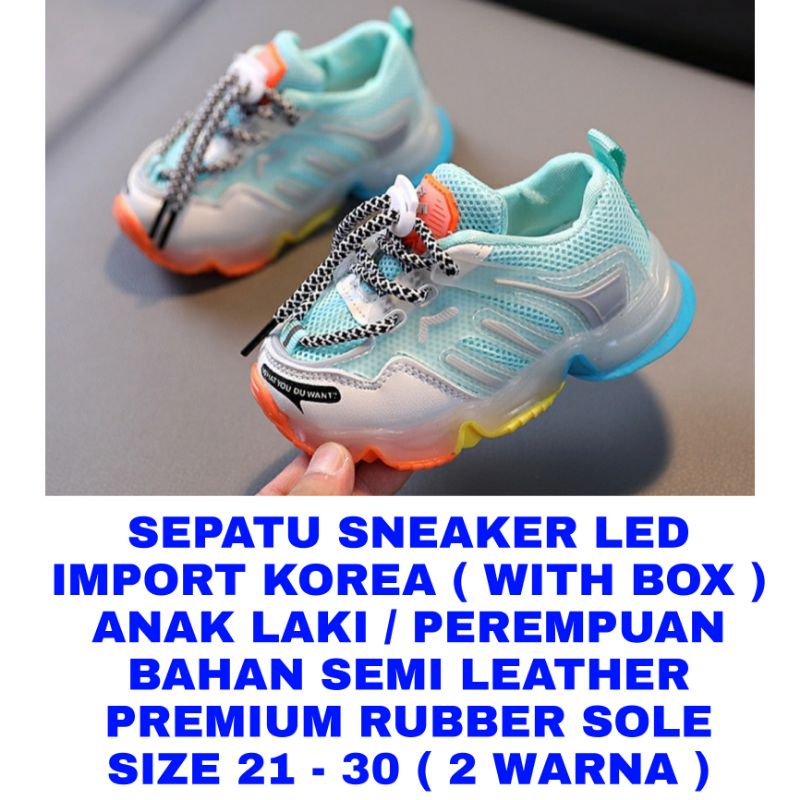 WK SEPATU SNEAKER LED IMPORT KOREA ANAK LAKI LAKI PEREMPUAN FASHION KIDS KADO ULTAH