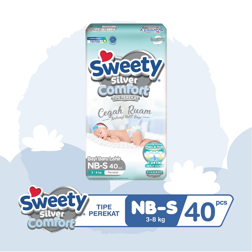 Sweety Silver Comfort NB-S40 - Sweety Popok Perekat Silver NB S40