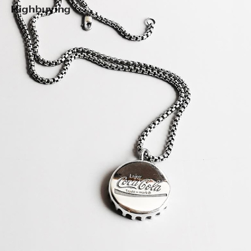 Kalung Rantai Liontin Botol Cola Bahan Metal Warna Silver Gaya Retro Vintage Punk Hip-hop Klasik Glory