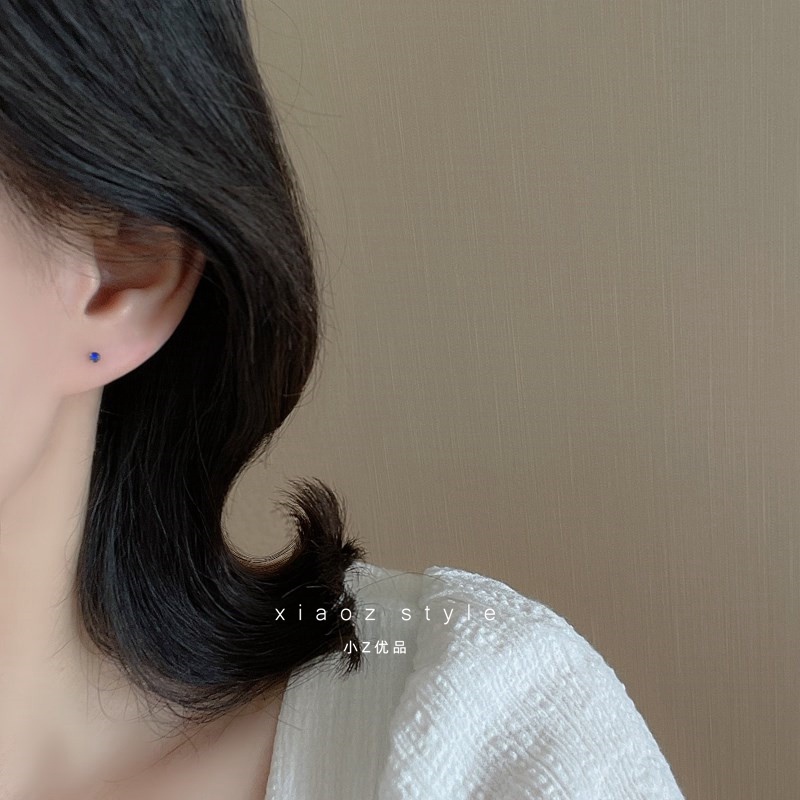 Anting Stud Mini Bahan S925 Silver Aksen Zirkon Untuk Hadiah