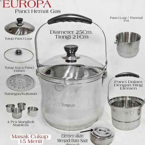 Europa Pot Panci Ajaib Hemat Gas / Panci Magic Cooker Stainless 7 L