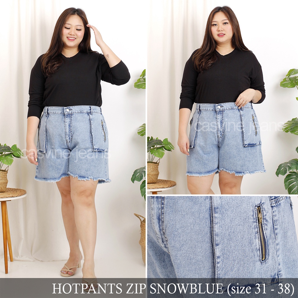 Celana Pendek Wanita Hotpants Rawis Rumbai Non Stretch Destroy Bigsize Jumbo Mom Jeans