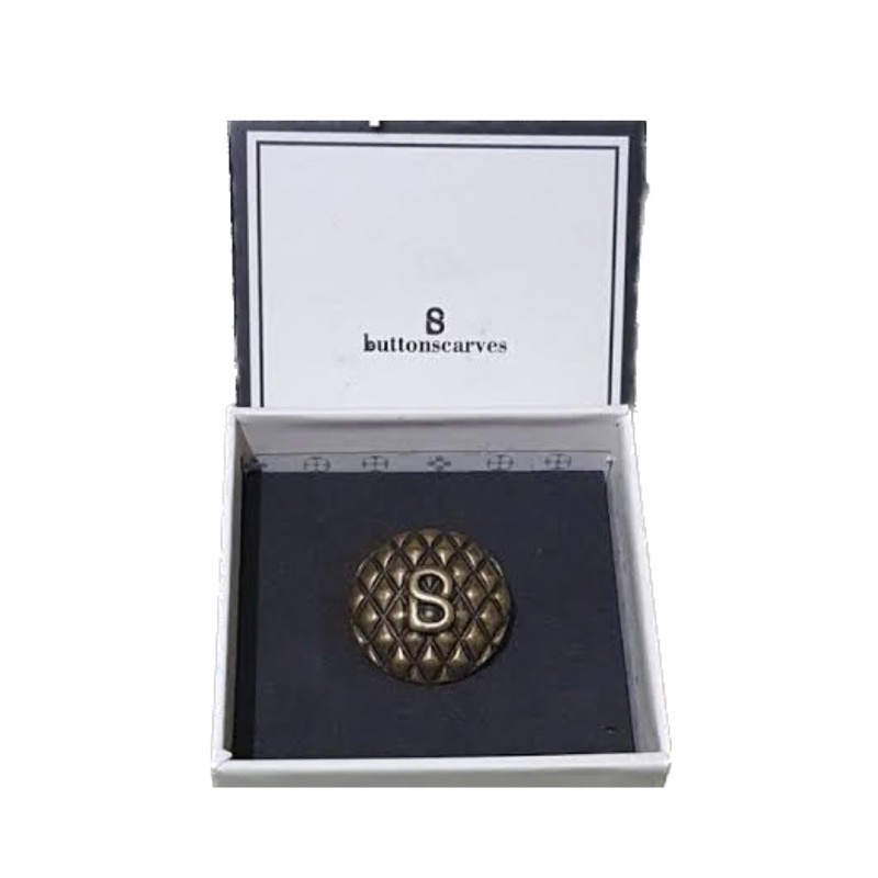 [LIKE NEW] Buttonscarves Brooch Round Vintage Gold Bros BS Pin Hijab Button Scarves Bukan Hitam Gold