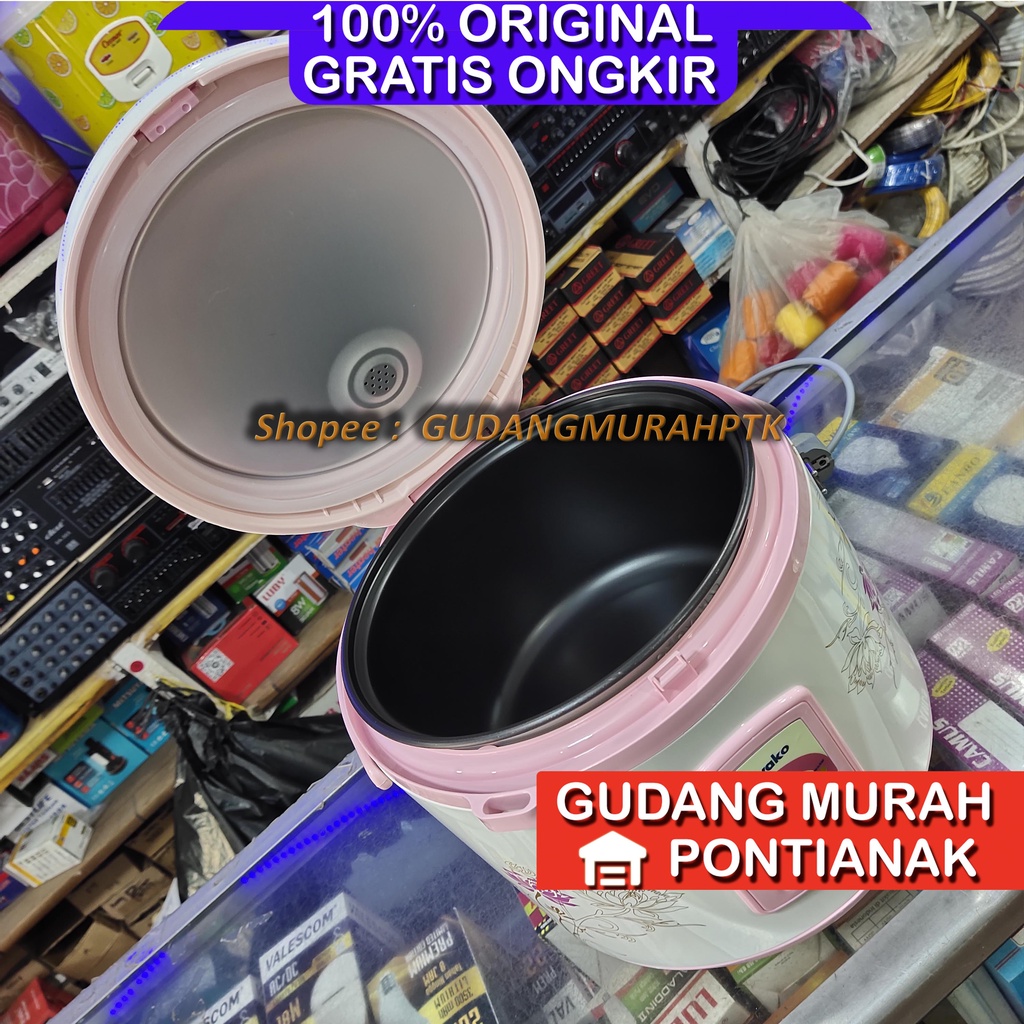 Ricecooker Miyako MCM 638 Tutup Tombol OTOMATIS Pintu Naik terangkat Model Pegangan TAS Magic com Penanak Nasi sekaligus menghagat kan penghangat warm cook MCM638