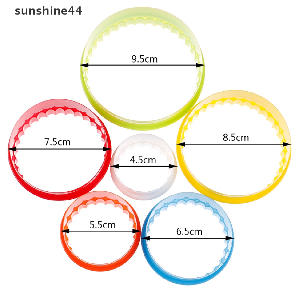 Sunshine 6Pcs Alat Pemotong Adonan Pangsit Bentuk Bunga / Bulat