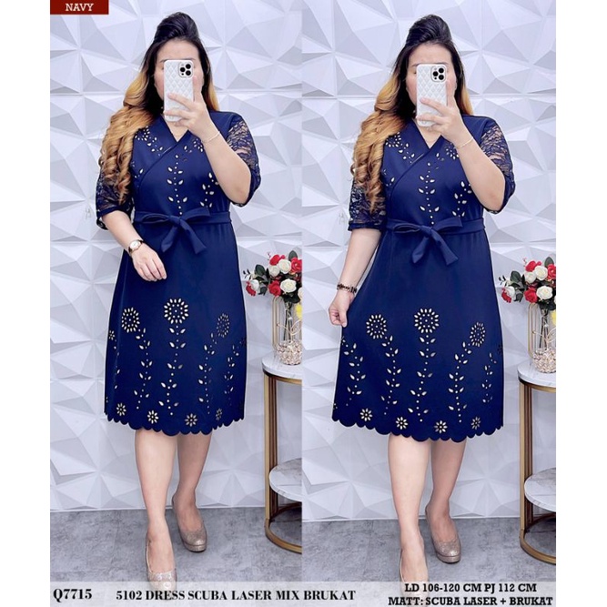 MIDI DRESS SCUBA BRUKAT DRESS SET BLAZER DRESS ROMPI BAJU KE GEREJA DRES JUMBO 51022 QQ
