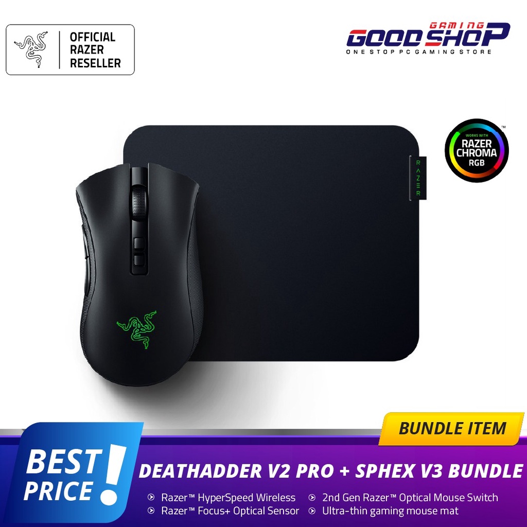 Razer Deathadder V2 Pro - Gaming Mouse &amp; Razer Sphex V3 Bundle