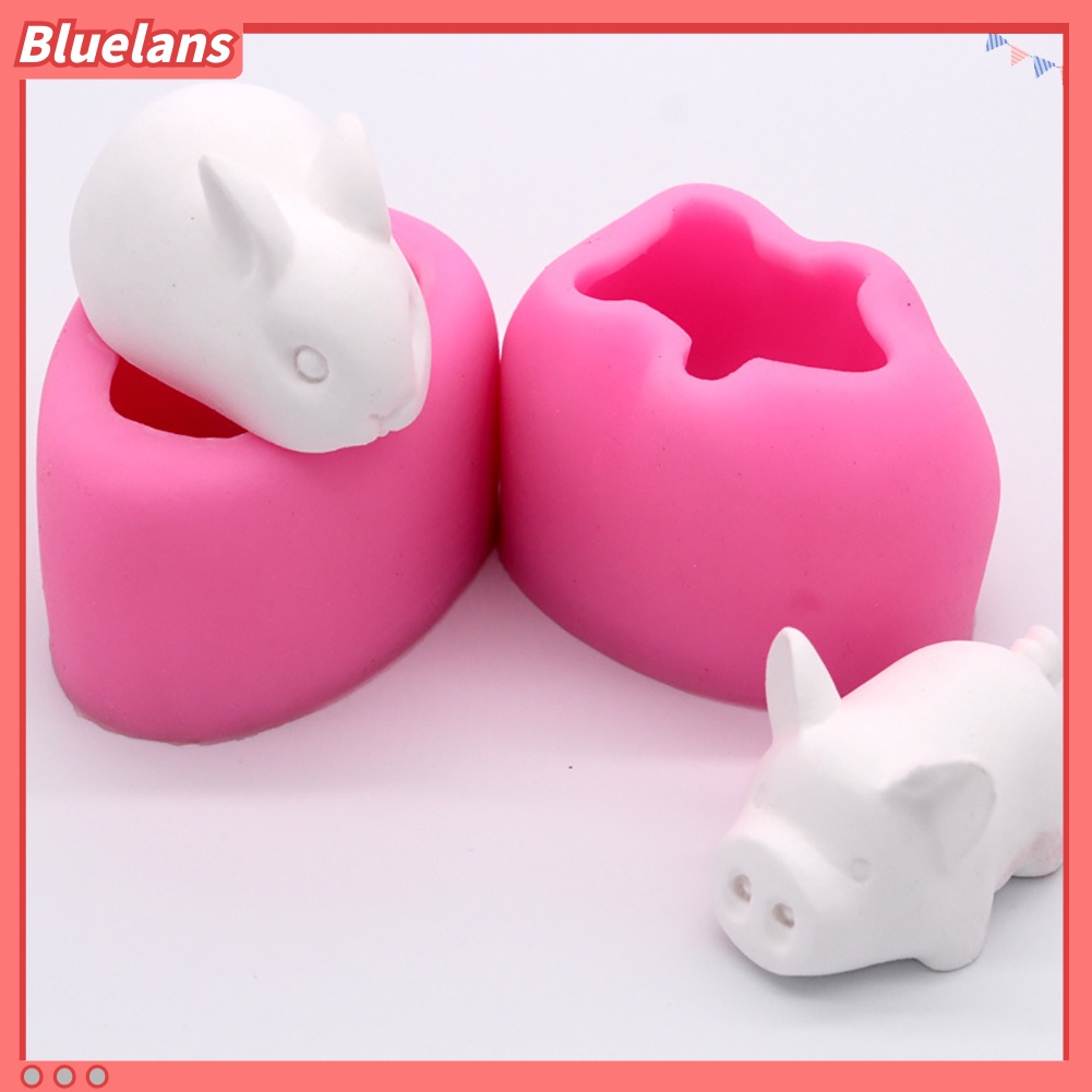 Bluelans Cetakan Kue / Permen / Cokelat Bentuk Kelinci Paskah 3D Bahan Silikon
