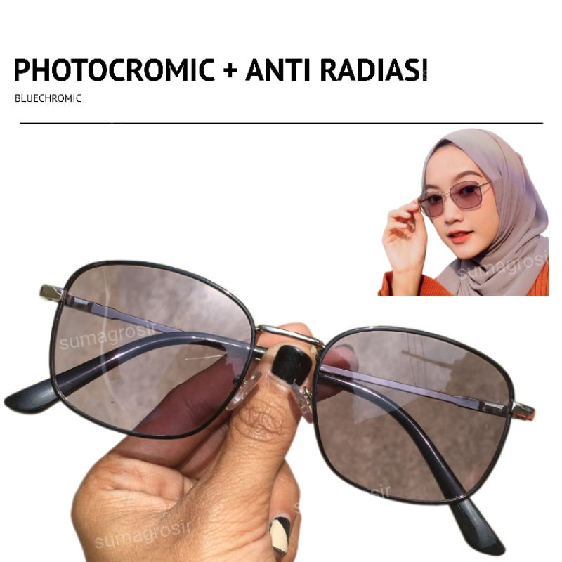 BK Kacamata Photocromic + Anti Radiasi Blueray BLUECHROMIC pria wanita Bluecromic Photochromic