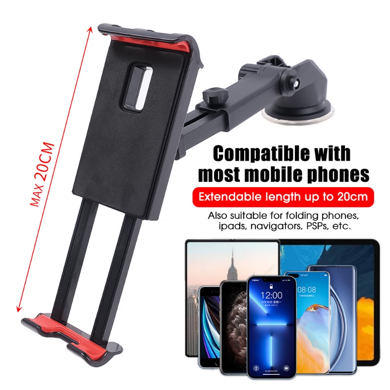 1 Pc 360 Derajat° Stand Holder Hp / Tablet Lengan Panjang Bisa Dilipat Dengan Kop Kaca Untuk Dashboard Mobil