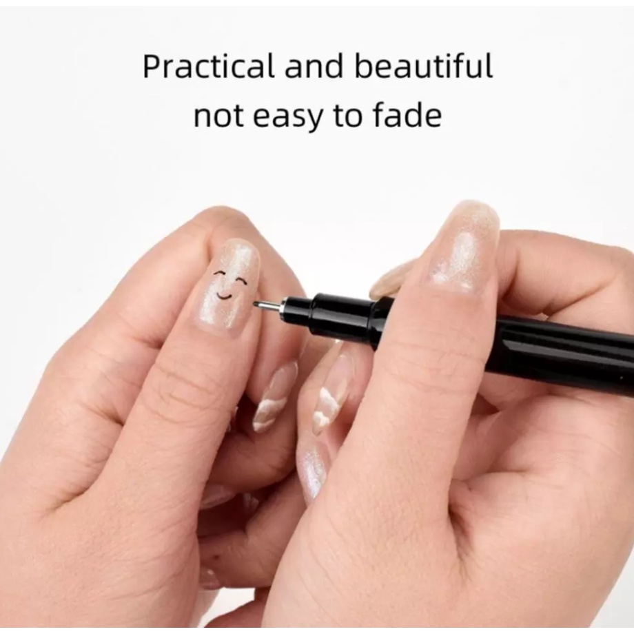 Pulpen Pena Hias / Gambar Kuku Liner Warna Hitam Decorating Dot Nail Art Graffiti Micron Graphic Pen 0.05mm Black Ballpoint Kuku Lukisan Tepat Cepat Kering Tinta Permanen Manicure Tools