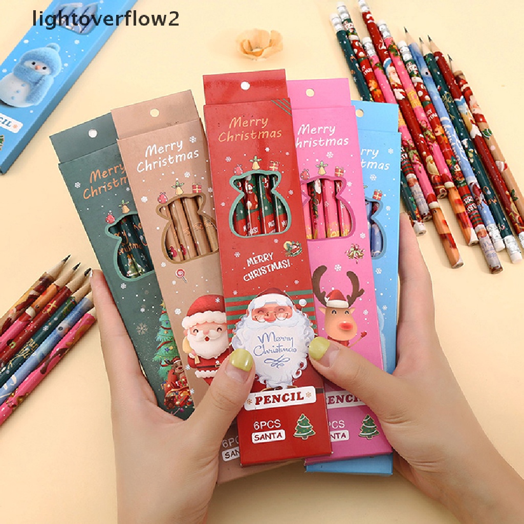 (lightoverflow2) 6pcs / Lot Pensil HB Dengan Kotak Penyimpanan Untuk Menulis / Menggambar
