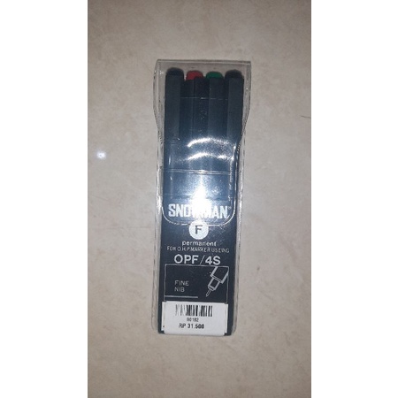 

Spidol OHP - OPF - dapat 4 - Marker Snowman – Permanent – untuk Plastik, Kaca,