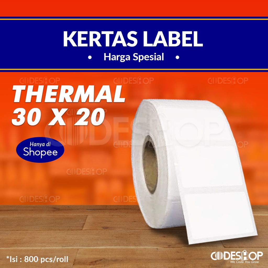 Label Barcode Thermal ukuran 30x20mm  30 x 20 mm | Terlaris |800 Pcs