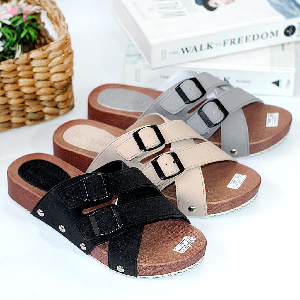 Sandal Wanita Selop Slop Sendal Casual Murah Kekinian GMH