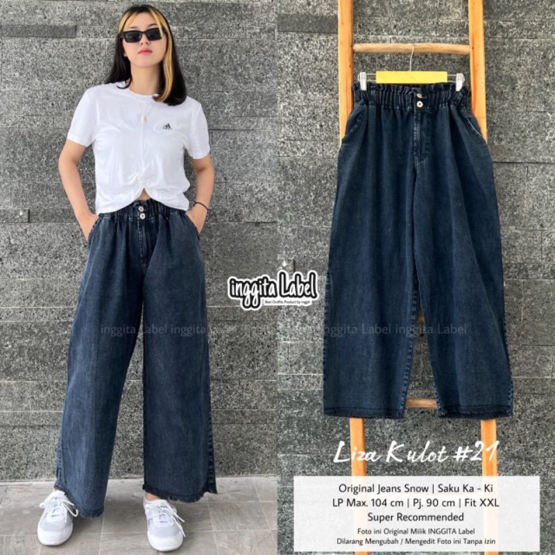 LIZA KULOT #21 BY INGGITA LABEL / CELANA BAGGY KULOT JEANS WANITA MUSLIMAH / Kulot jeans polos LP103 premium