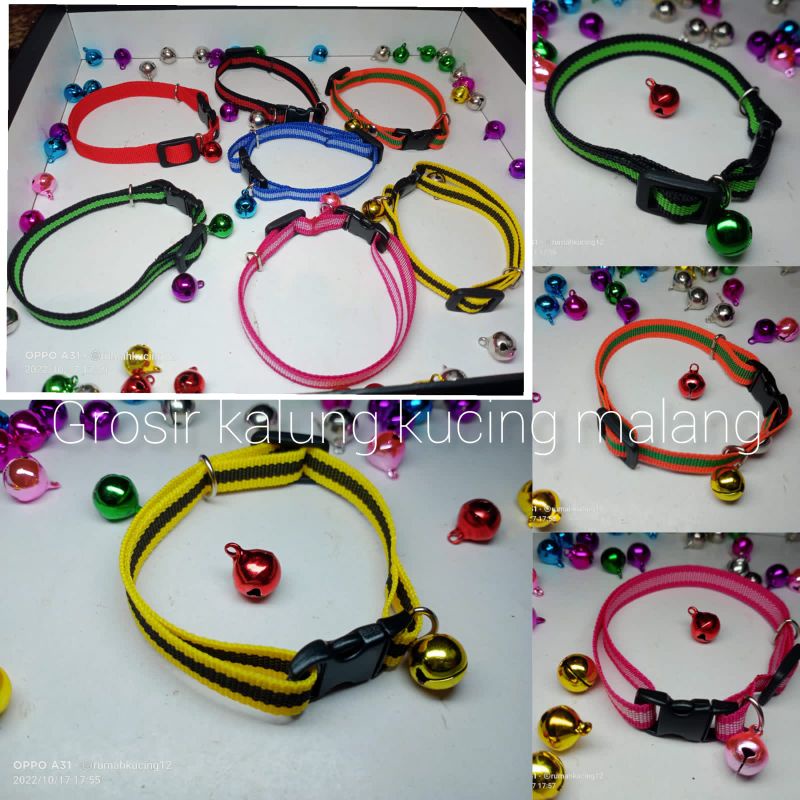 kalung kucing / kalung kucing nylon / lonceng 12mm