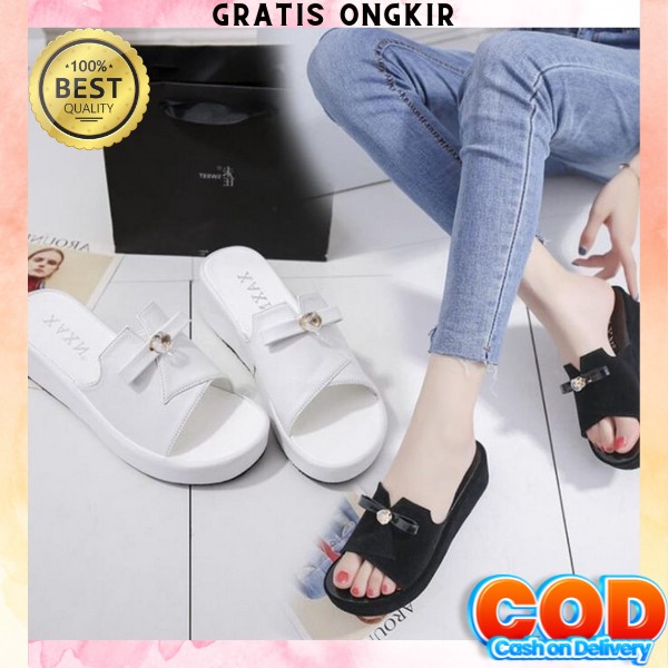 Sandal Wedges Harian Nyaman Wanita Import Santai Model Laser Untuk Sendal Widges Pesta Kerja Cewek P