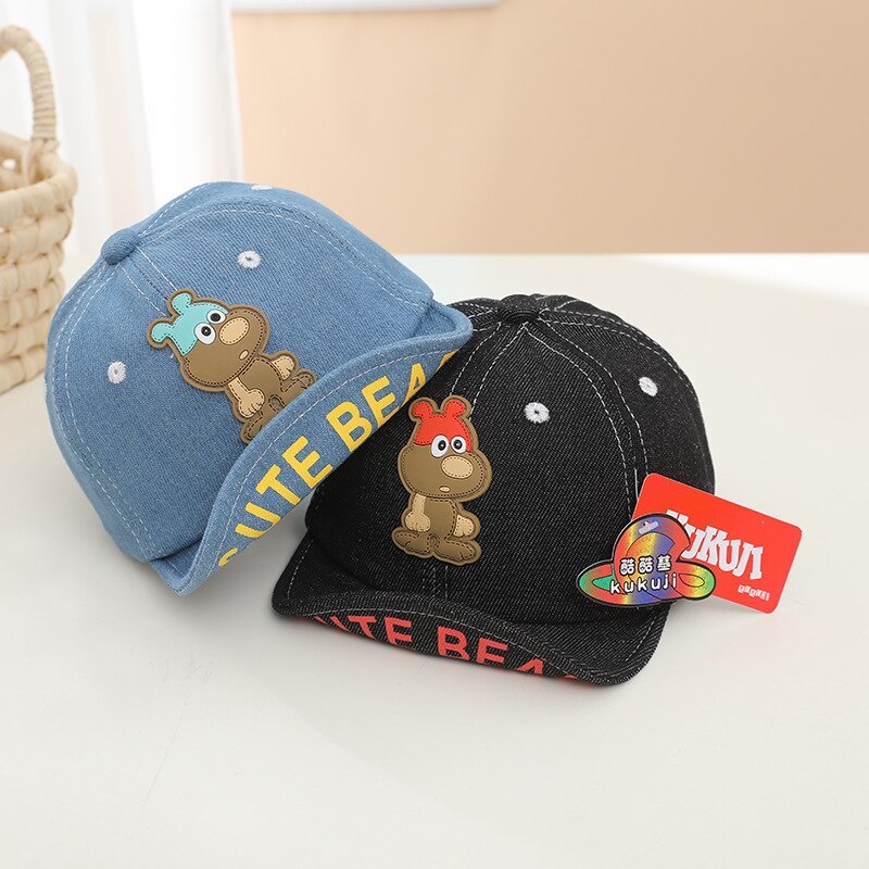 COD- Topi anak laki laki impor korea Usia 1-3 tahun / topi anak laki laki MOTIF BEAR DENIM LUCU / Topi korea