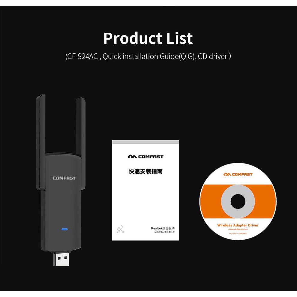 COMFAST CF-924AC V2 - 1300Mbps Dual-band Wireless USB Adapter