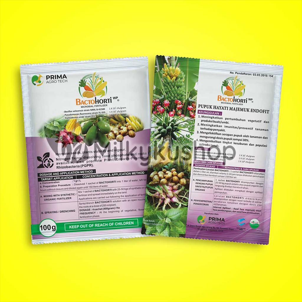 PUPUK HAYATI BACTOHORTI WP 100 GRAM PER SACHET KEMASAN PABRIK