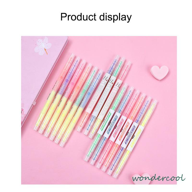 Spidol Berujung Miring Ber warna  Pena Stabilo Kreatif Berujung Ganda  Pena Stabilo Dua Warna Spidol Siswa-Won