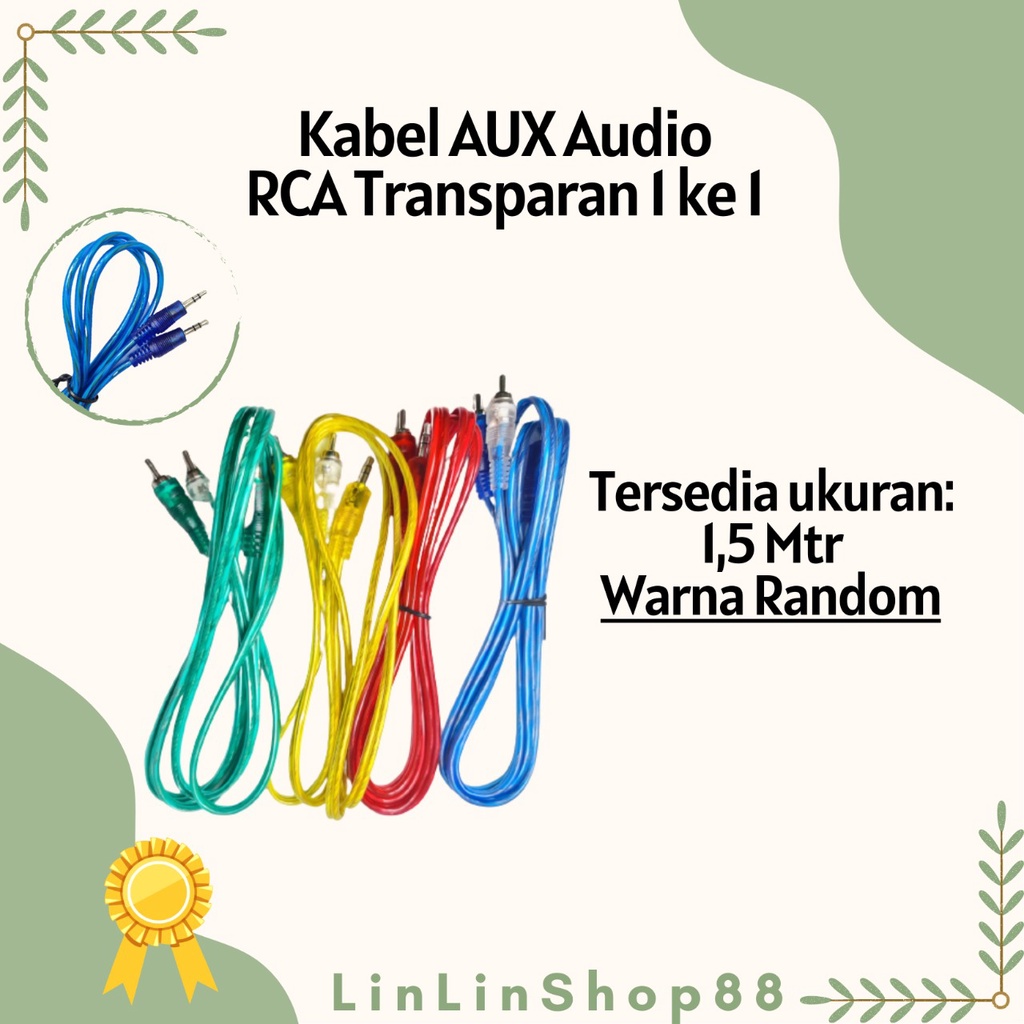 Kabel Aux Audio/ Transparan/ kabel audio 1 To 1 panjang 1.5M