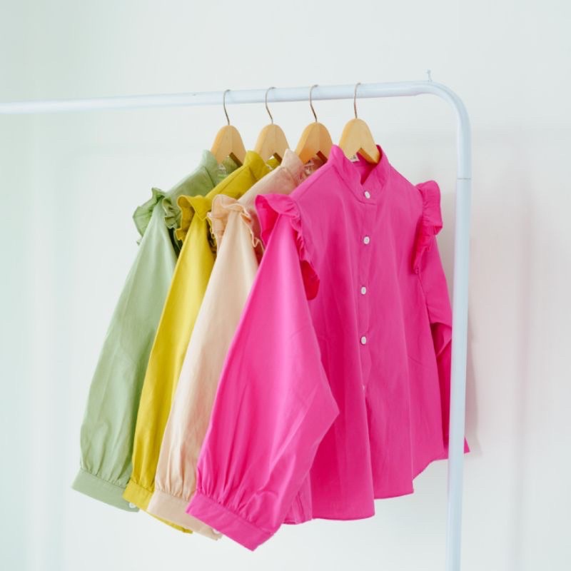 BEFAST - ZRD OOTD Blouse REIZA /  Mini Ruffle / fuschia / claire top / Blouse Crop Trendy / Outfit Cewe Kue / Blouse Kerja Wanita / Terlaris / Blouse Wanita Keluaran Terbaru / Atasan Lengan Panjang / Blouse Polos Formal / Pakaian Wanita Remaja Kekinian