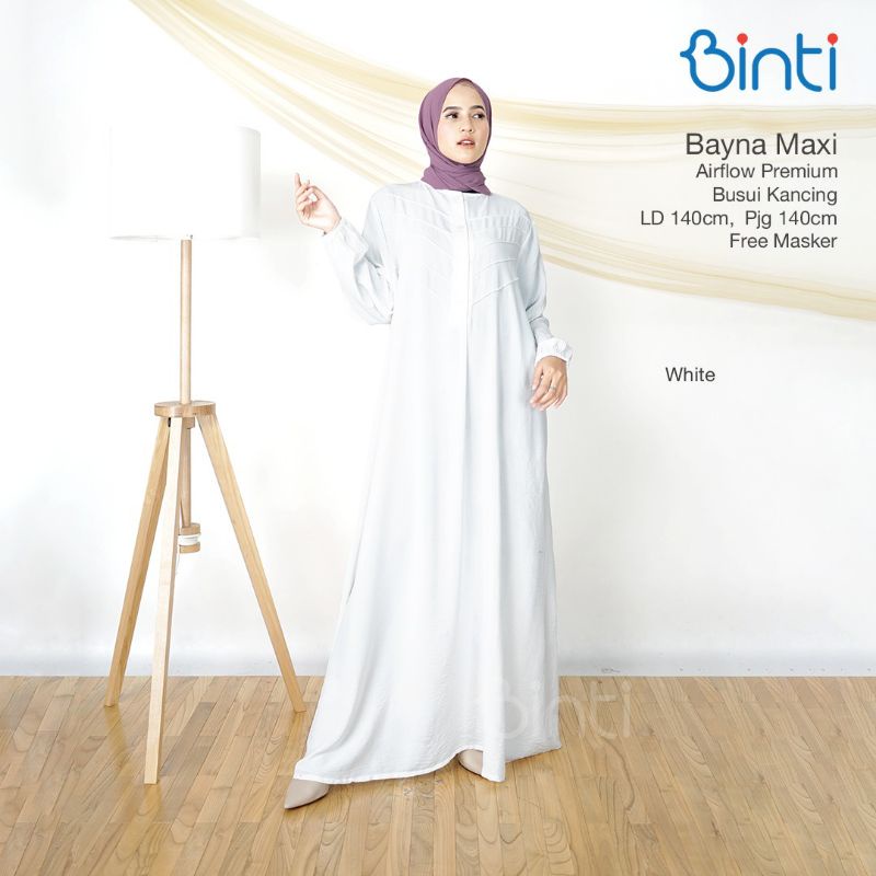 Bayna Maxi - GAMIS WARNA PUTIH BAHAN AIRFLOW PREMIUM UNTUK UMRAH HAJI LD 140 CM SUPER JUMBO