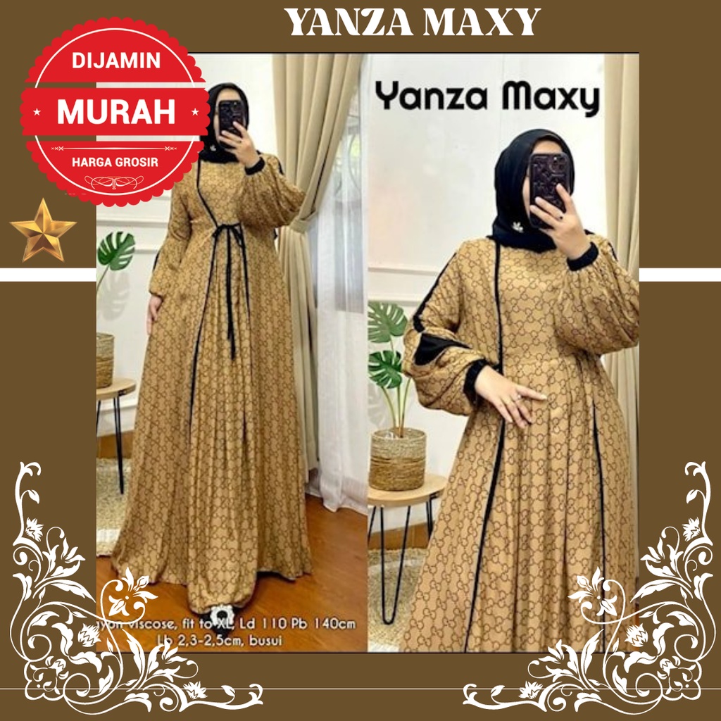 DRESS MUSLIM DRESS MAXY HITAM COKLAT SL YANZA MAXY