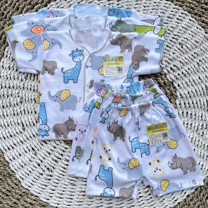 3 PCS Baju Bayi Lengan Pendek + Celana Pendek Bayi Baru Lahir Baju Bayi Setelan Warna Kuning Celana Bayi Newborn Bayi Hadiah Lahiran Bayi DNW BABY