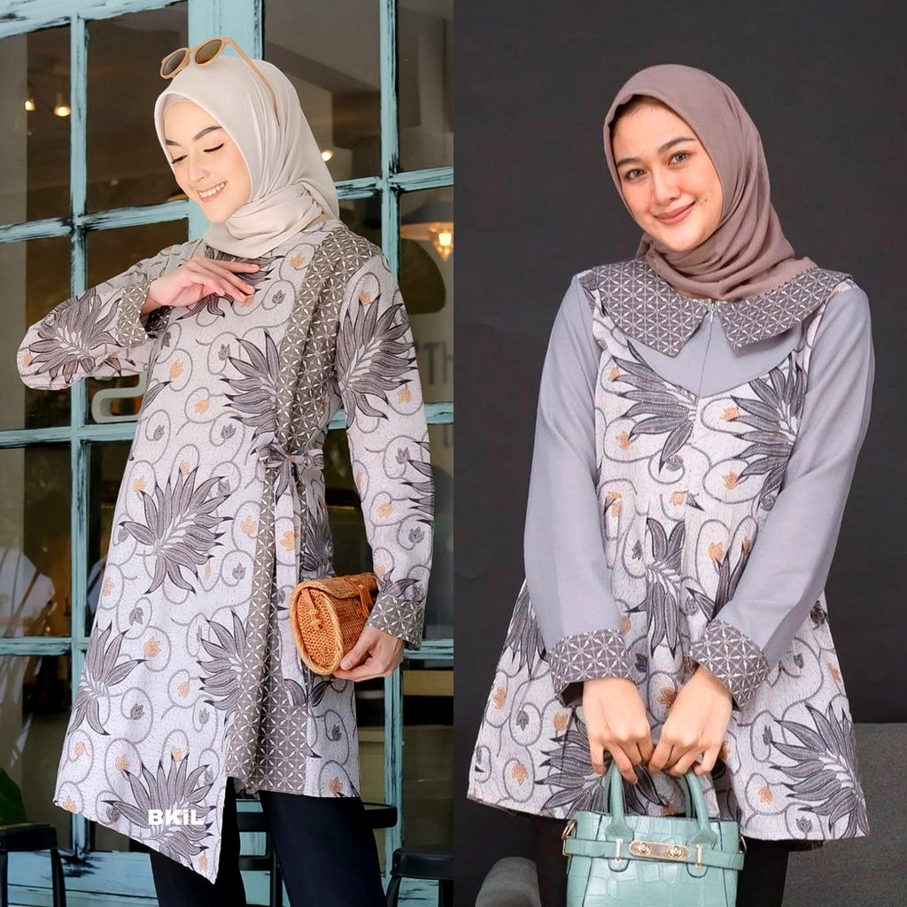 Baju Batik Wanita Modern Atasan Batik Kerja Wanita Tunik Batik kantor Blouse Batik Seragam M L XL XXL